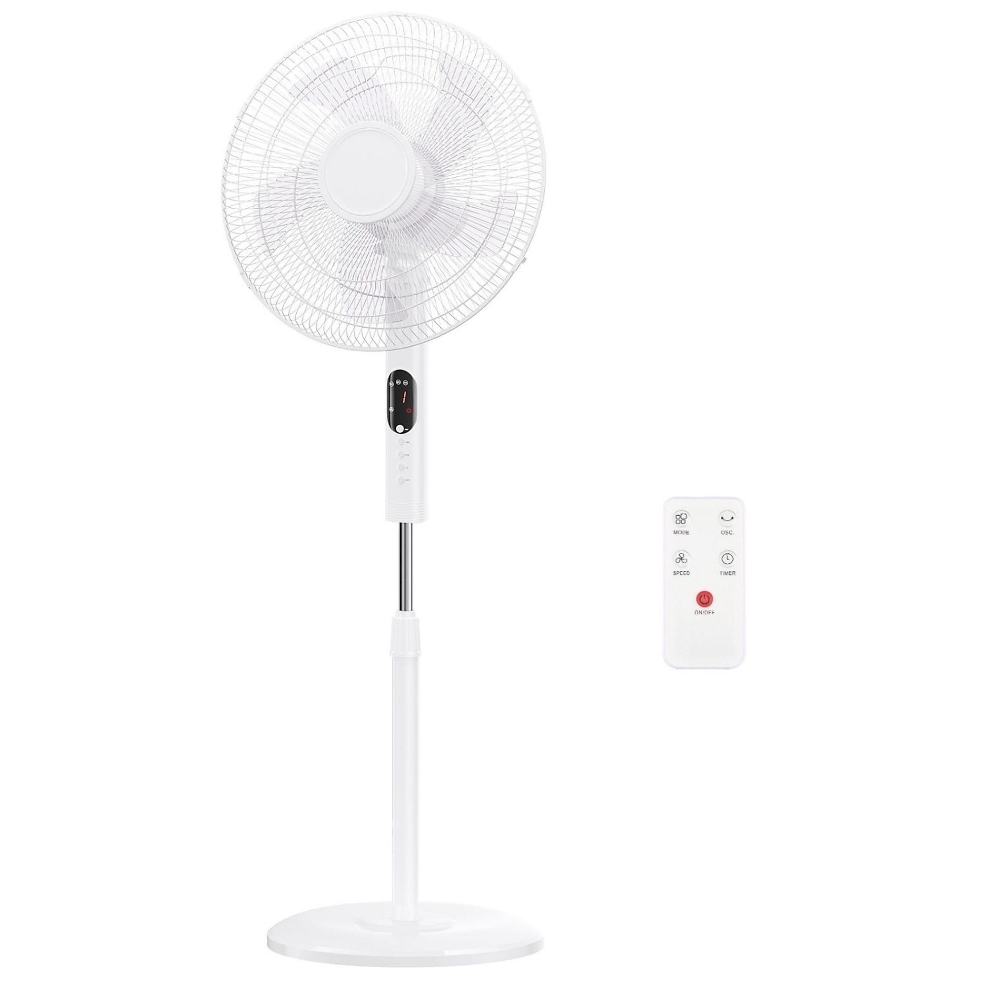 EdenDirect Pedestal Fan — 17in., 3 Speeds, 3 Modes, Quiet 55dB, Adjustable Height 45?52", 15?Hour Timer, 80° Wide?Angle Oscillation, With Remote, For Bedroom Living Room Office